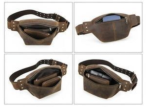 Banane Homme Sacoche Ceinture Véritable Cuir Vintage - sac banane homme GoHappy