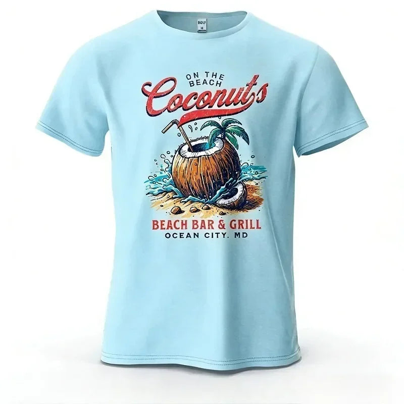 T-shirt Homme Coconuts Vintage Plage Graphique Coton Respirant - t-shirt homme GoHappy