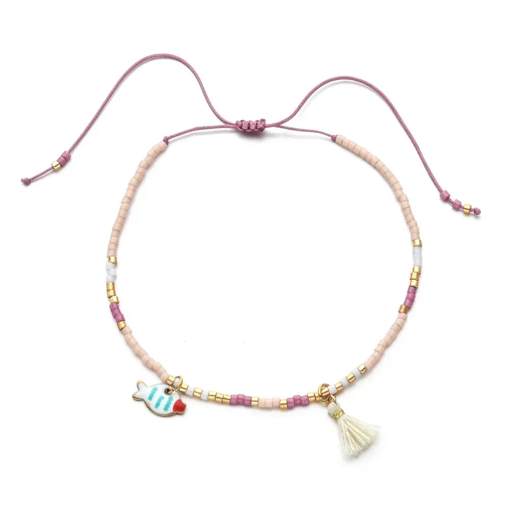 Bracelet femme boho perles Miyuki pompon coloré - bracelet perles GoHappy