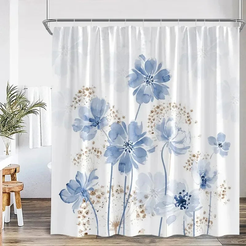 Rideau Douche Moderne Floral Polyester 11 Tailles + Crochets - rideau de douche GoHappy