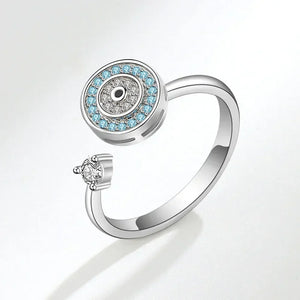 Bagues Spinner Rotatives Fleur Abeille en Cristal Argent Ajustables - bague femme GoHappy