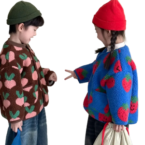 Manteau Enfant Laine Agneau Motifs Fleurs Épais Doublé Velours Hiver - manteau enfant GoHappy