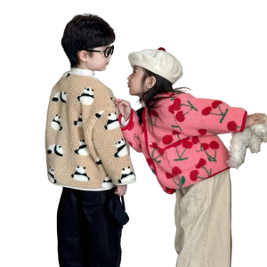 Manteau Enfant Laine Agneau Motifs Fleurs Épais Doublé Velours Hiver - manteau enfant GoHappy