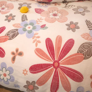 Housse Couette Flanelle Florale Hiver Douce Chaude 150-220cm - linge de lit GoHappy