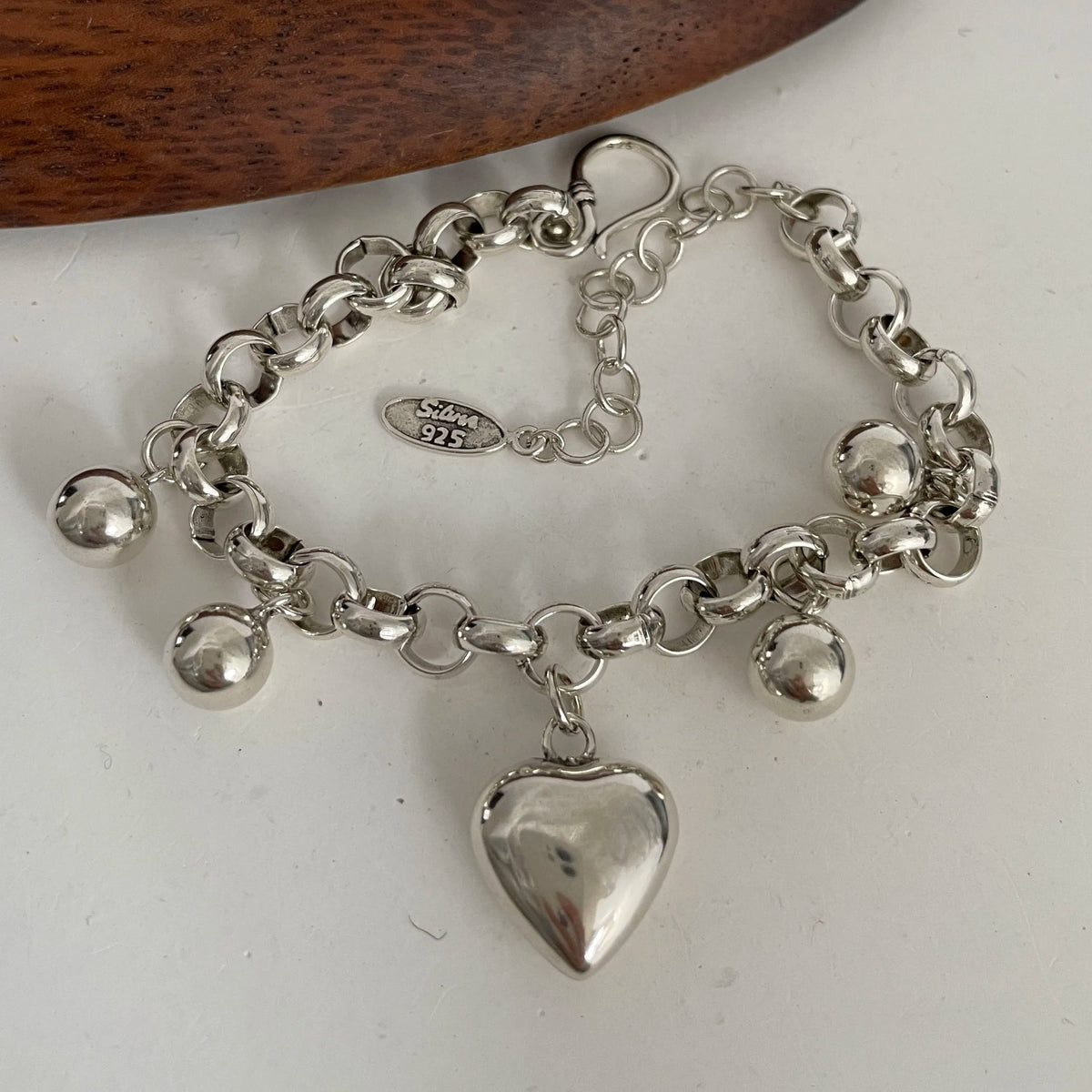 Bracelet femme Liens Bohèmes Cœur Grelots argent 925 style rétro GoHappy France