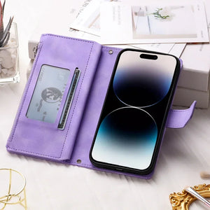 Protection iPhone Mandala Zip Portefeuille Cuir Gaufré Porte-Cartes - Coques pour téléphones portables GoHappy