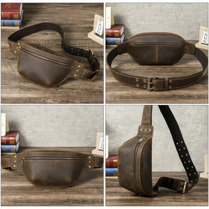 Banane Homme Sacoche Ceinture Véritable Cuir Vintage - sac banane homme GoHappy