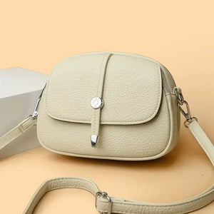 Sac Bandoulière Rétro Cuir Souple Femme - Petit Sac Rond Vintage 3 Compartiments - Sac à main GoHappy