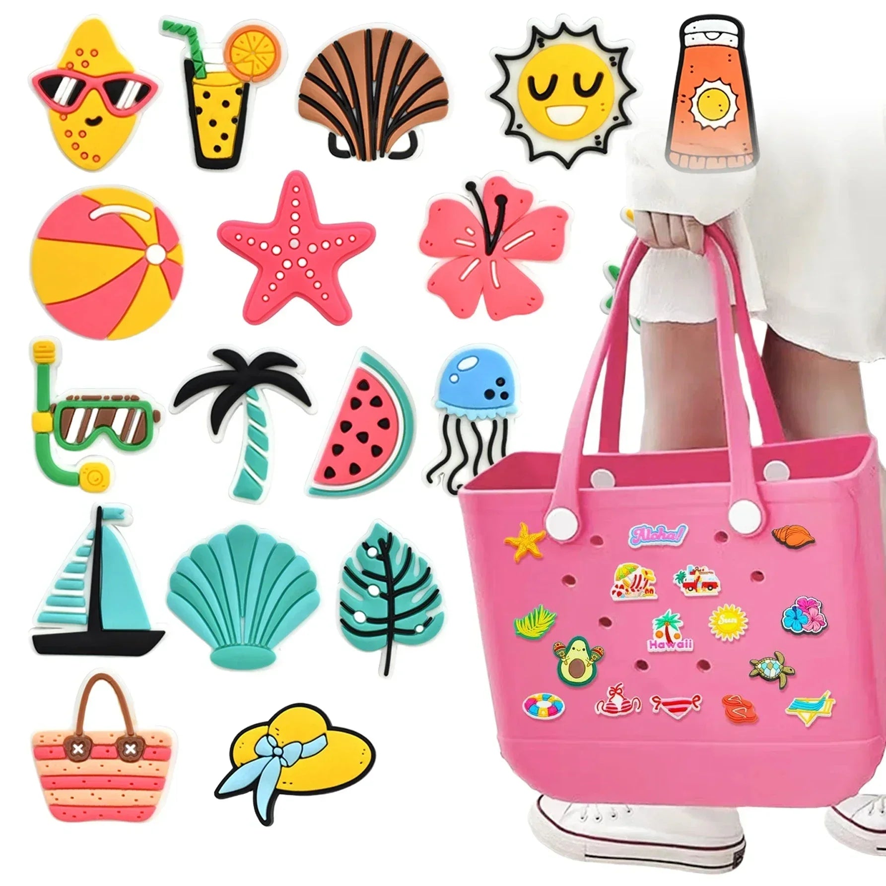Lots de 18 breloques pour Sacs perforés toutes marques - pins GoHappy