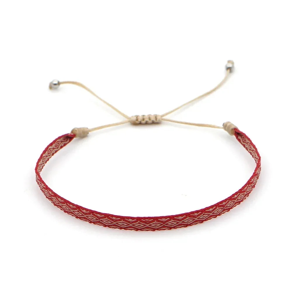 Bracelet Tissé Main Colombie Motifs Ethniques Bohème Amitié - bracelets tissés GoHappy