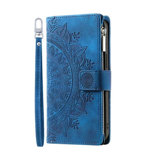 Protection iPhone Mandala Zip Portefeuille Cuir Gaufré Porte-Cartes - Coques pour téléphones portables GoHappy