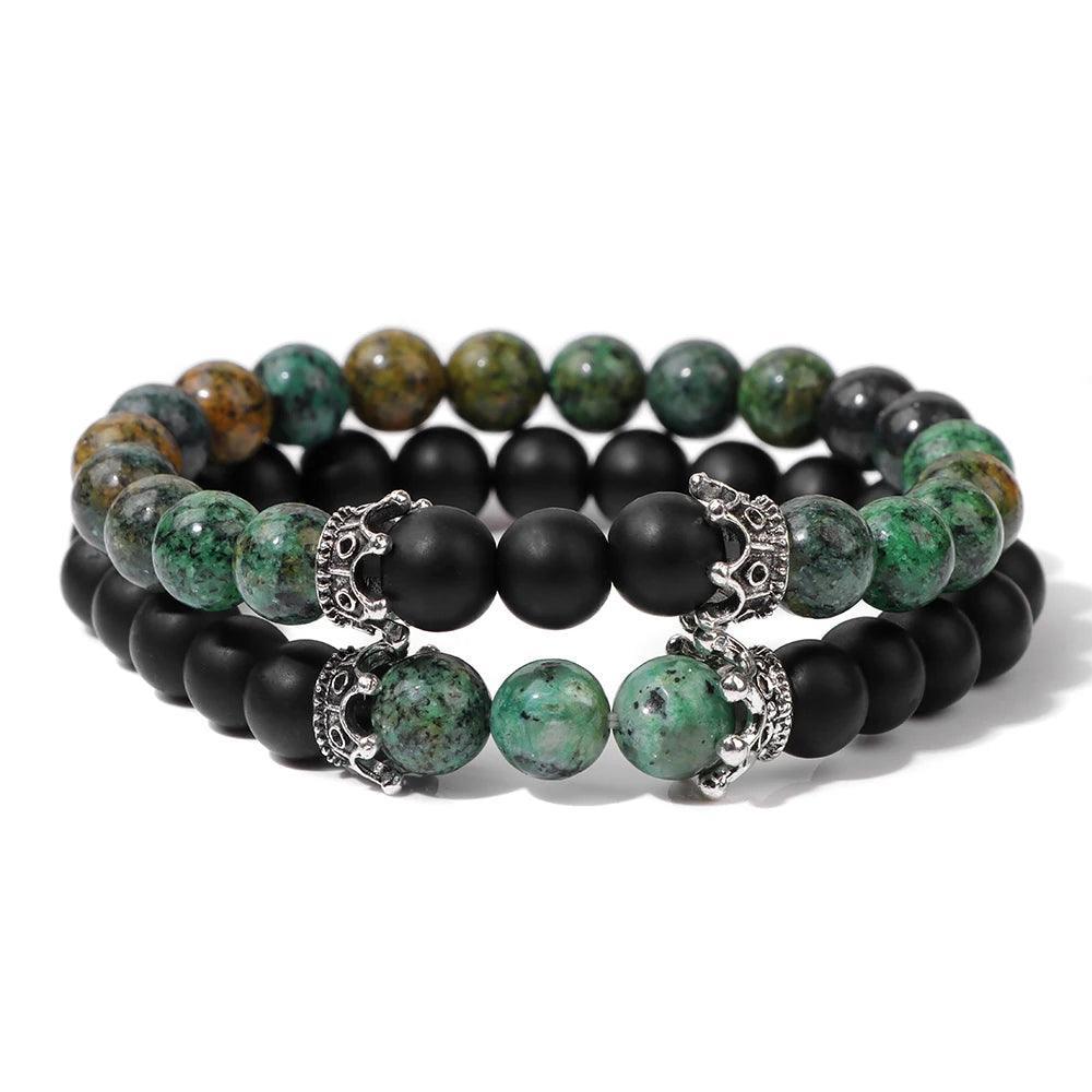 Bracelet multicouche en pierres naturelles pour hommes – Onyx, lave & hématite - Bijou Bracelet GoHappy