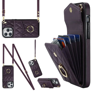 Coque Portefeuille Matelassée Bandoulière iPhone Apple 11 au 16 & plus - coque pour smartphone GoHappy