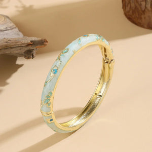 Capri Email bracelet jonc fleuri cloisonné doré - bracelet femme GoHappy