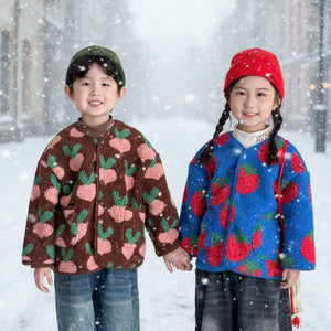 Manteau Enfant Laine Agneau Motifs Fleurs Épais Doublé Velours Hiver - manteau enfant GoHappy