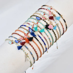 Bracelet femme boho perles Miyuki pompon coloré - bracelet perles GoHappy