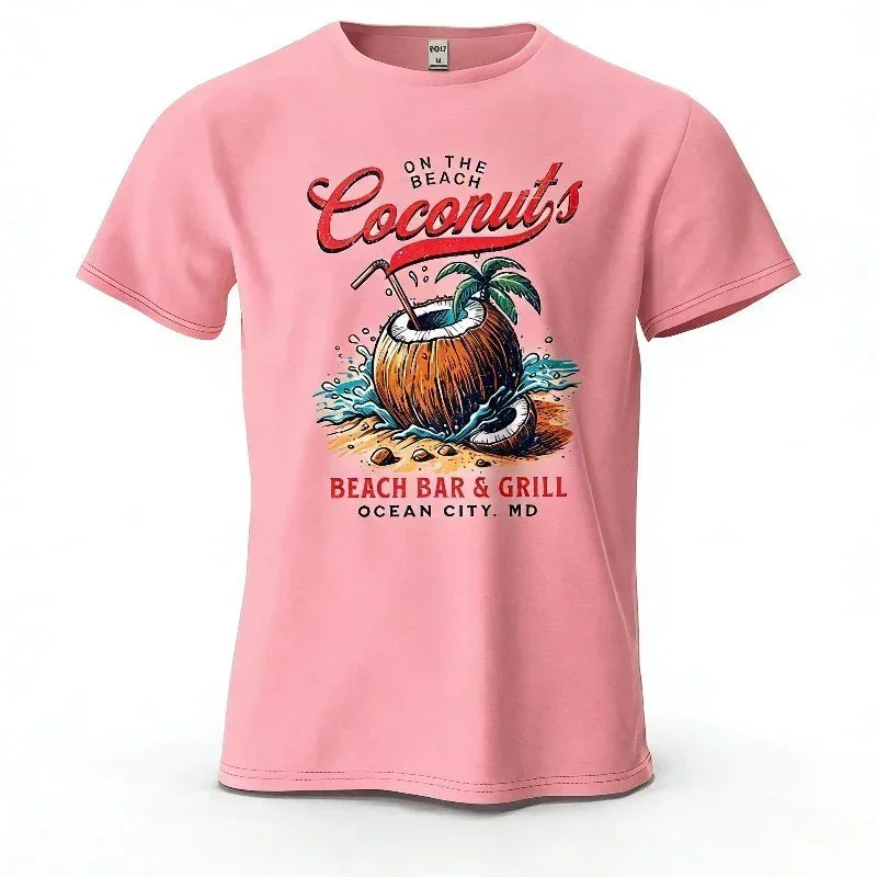 T-shirt Homme Coconuts Vintage Plage Graphique Coton Respirant - t-shirt homme GoHappy
