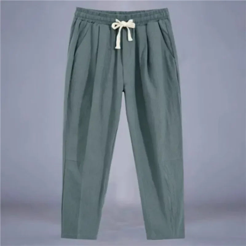 pantalon ample fluide vert ficelle taille élastique coton confortable homme GoHappy France