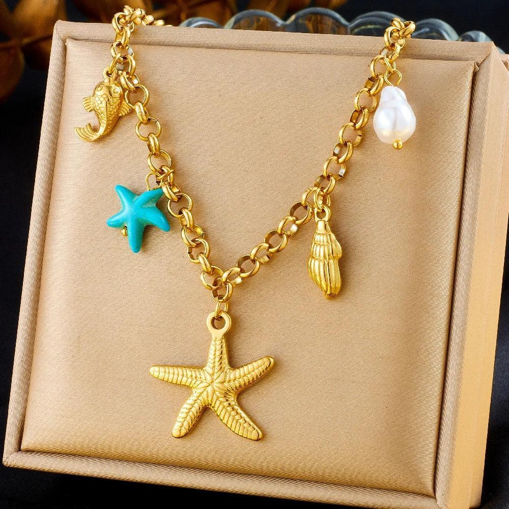 Colliers Costa Luz soleil coquillage perles dorées - colliers GoHappy