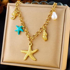 Colliers Costa Luz soleil coquillage perles dorées - colliers GoHappy