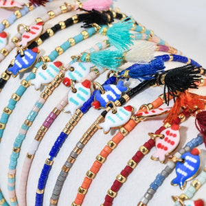 Bracelet femme boho perles Miyuki pompon coloré - bracelet perles GoHappy