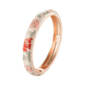 Jaipur Email bracelet jonc floral plaqué or rose - bracelet femme GoHappy