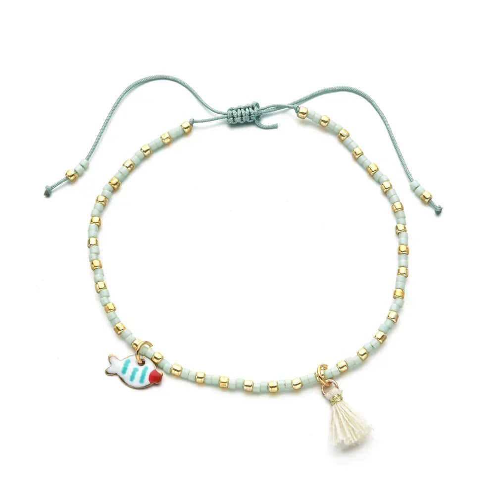 Bracelet femme boho perles Miyuki pompon coloré - bracelet perles GoHappy
