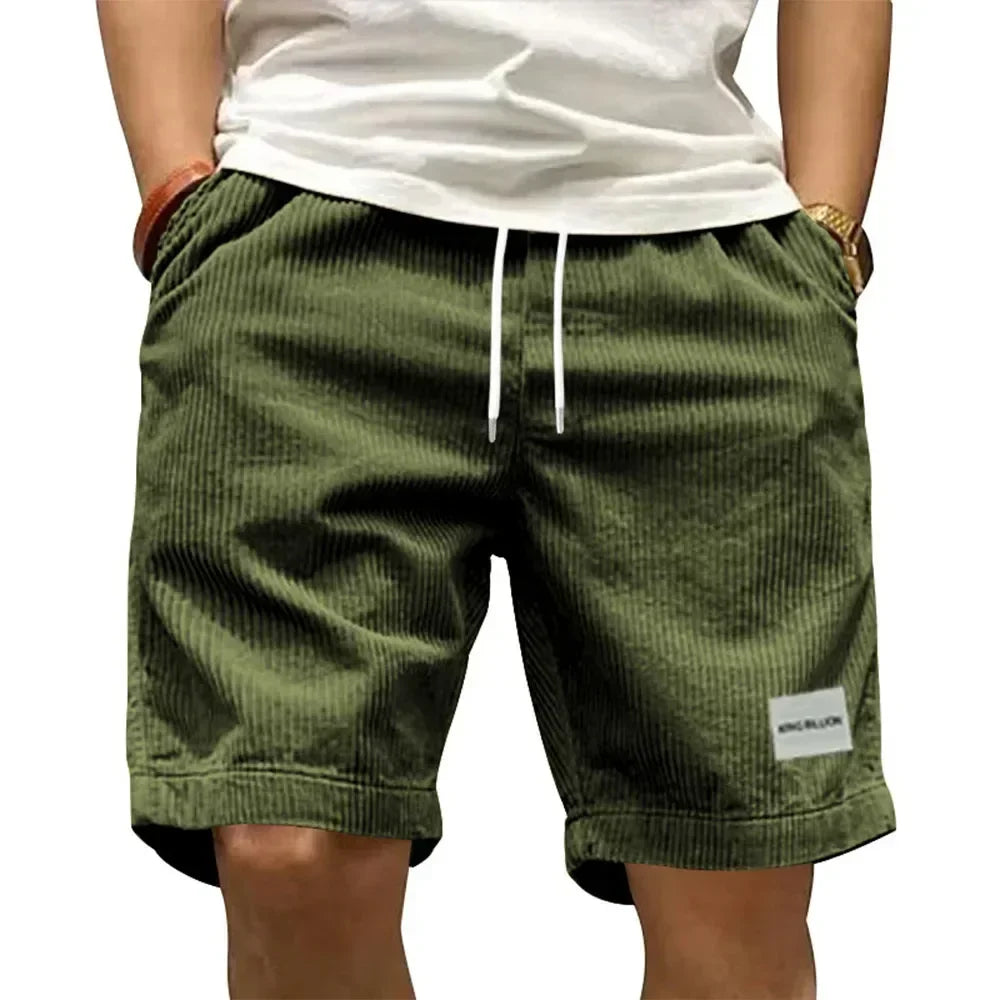 short homme velours vert taille élastique cordon confortable été GoHappy France