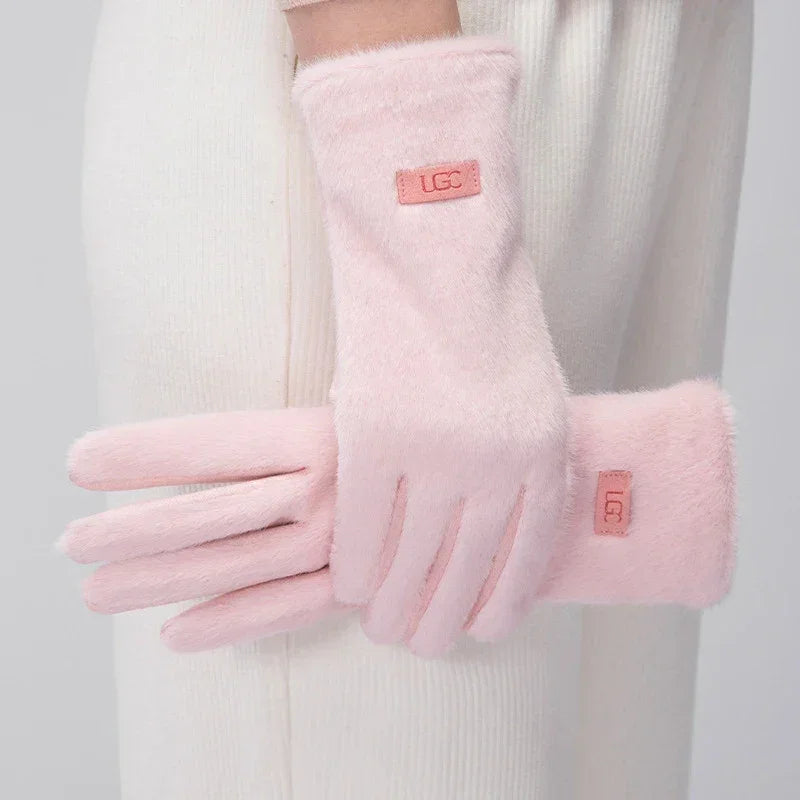 Gants Femme Daim Imitation Vison Tactiles Doux Chauds Élégants - gants GoHappy
