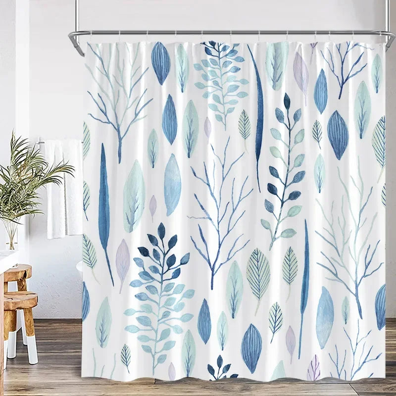 Rideau Douche Moderne Floral Polyester 11 Tailles + Crochets - rideau de douche GoHappy