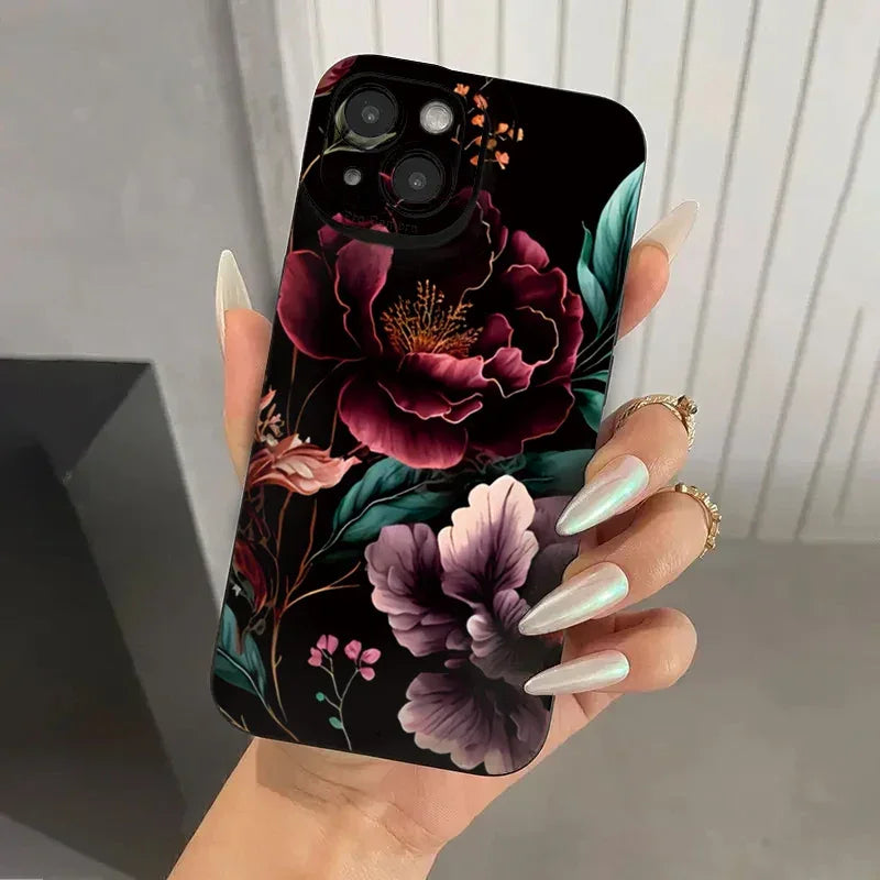Coque iPhone Fleur Bohème – Étui souple à motif floral vintage