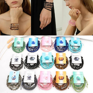 Bracelets Pierres Naturelles Empilables Set 3-5 Bohème 19cm - bracelets en pierres femme GoHappy
