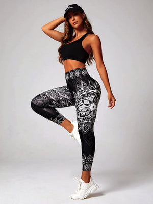 Legging lotus noir femme – Yoga, sport, taille haute fluide - leggings GoHappy