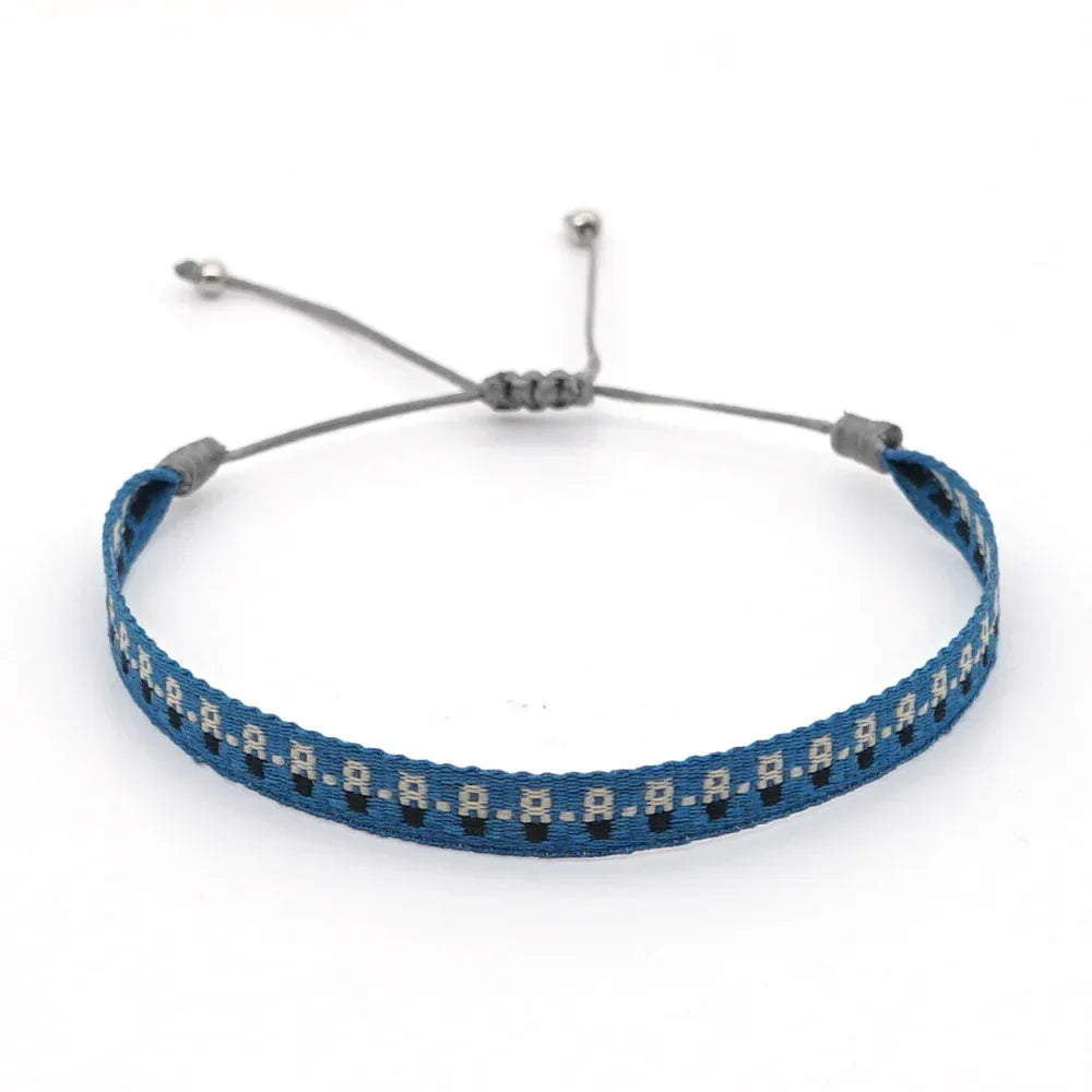 Bracelet Tissé Main Colombie Motifs Ethniques Bohème Amitié - bracelets tissés GoHappy