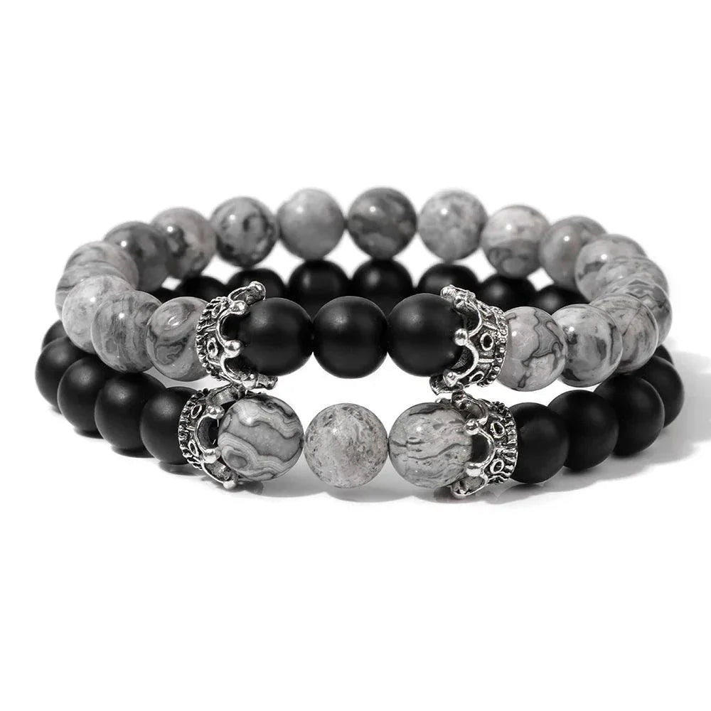 Bracelet multicouche en pierres naturelles pour hommes – Onyx, lave & hématite - Bijou Bracelet GoHappy