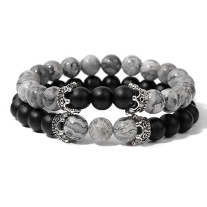 Bracelet multicouche en pierres naturelles pour hommes – Onyx, lave & hématite - Bijou Bracelet GoHappy