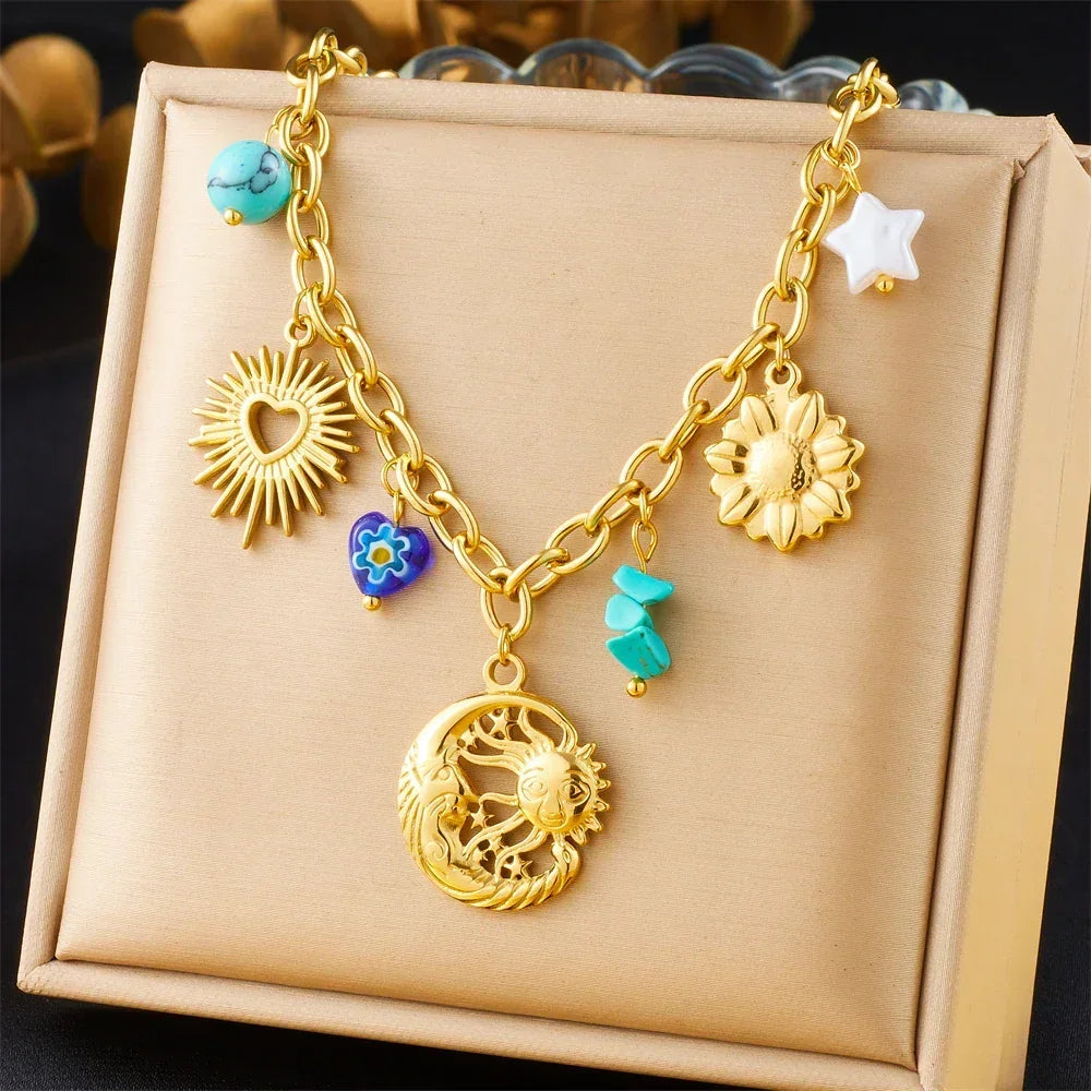 Colliers Costa Luz soleil coquillage perles dorées - colliers GoHappy
