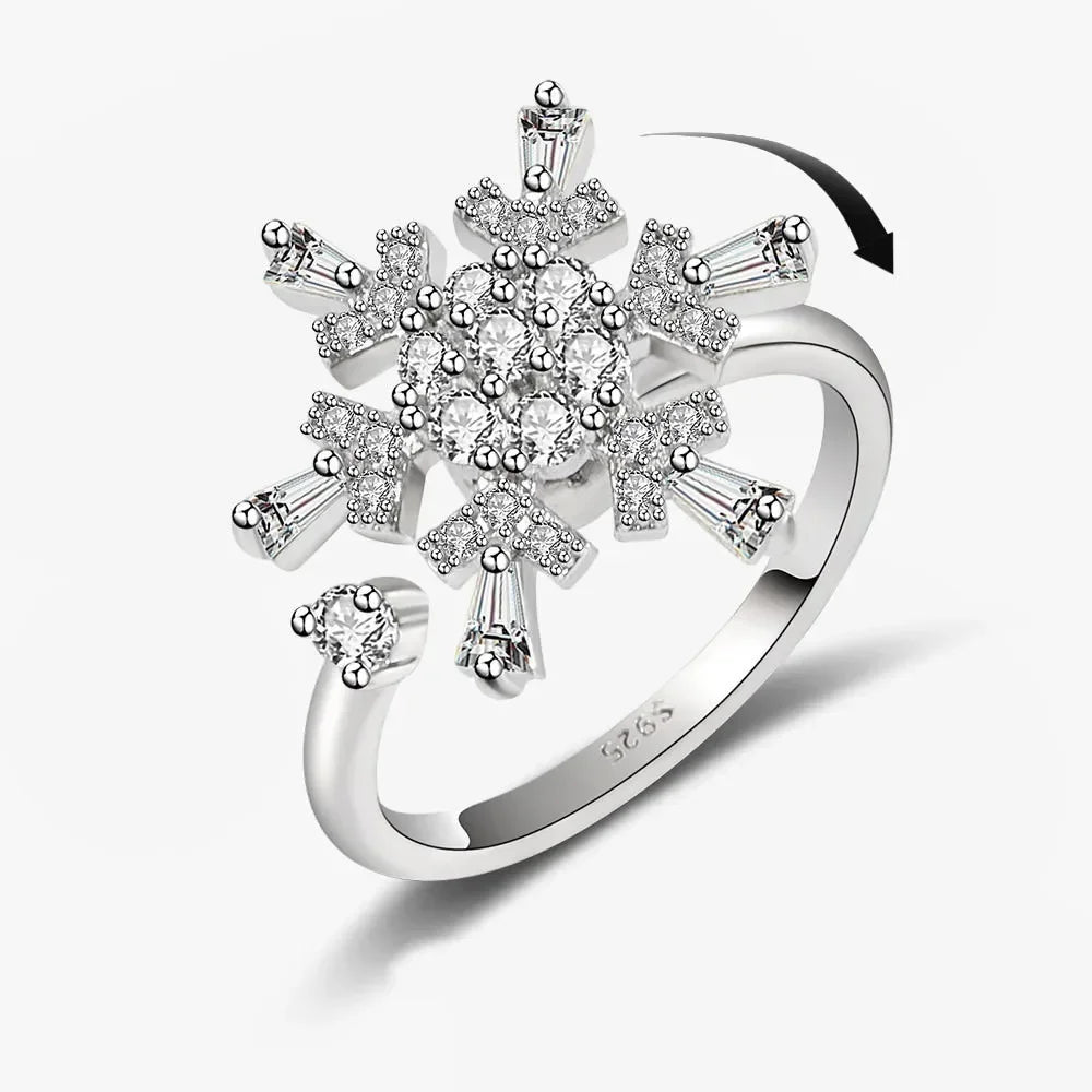 Bagues Spinner Rotatives Fleur Abeille en Cristal Argent Ajustables - bague femme GoHappy