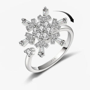 Bagues Spinner Rotatives Fleur Abeille en Cristal Argent Ajustables - bague femme GoHappy