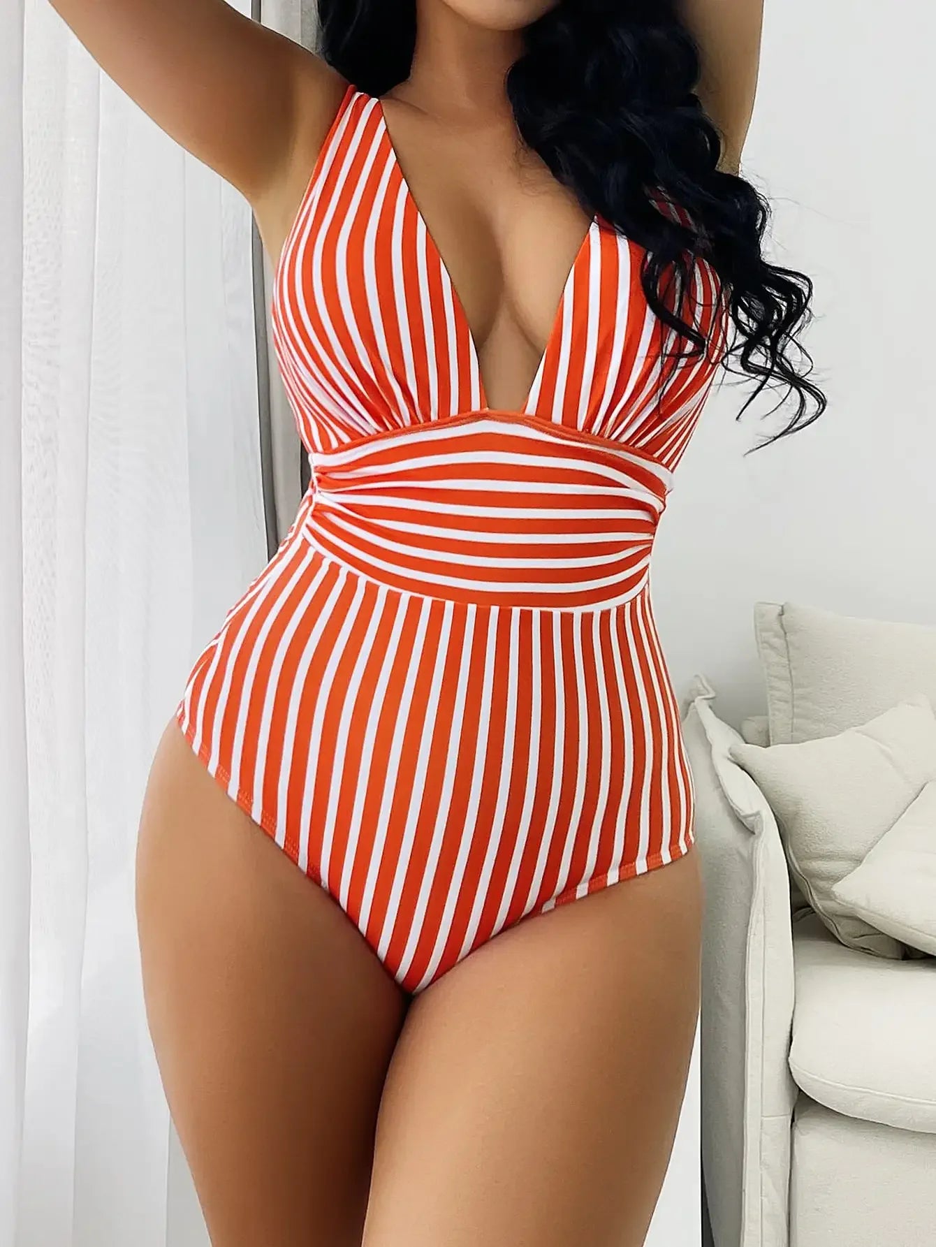 Maillot de bain 1 pièce rayé femme – Élégant et confortable