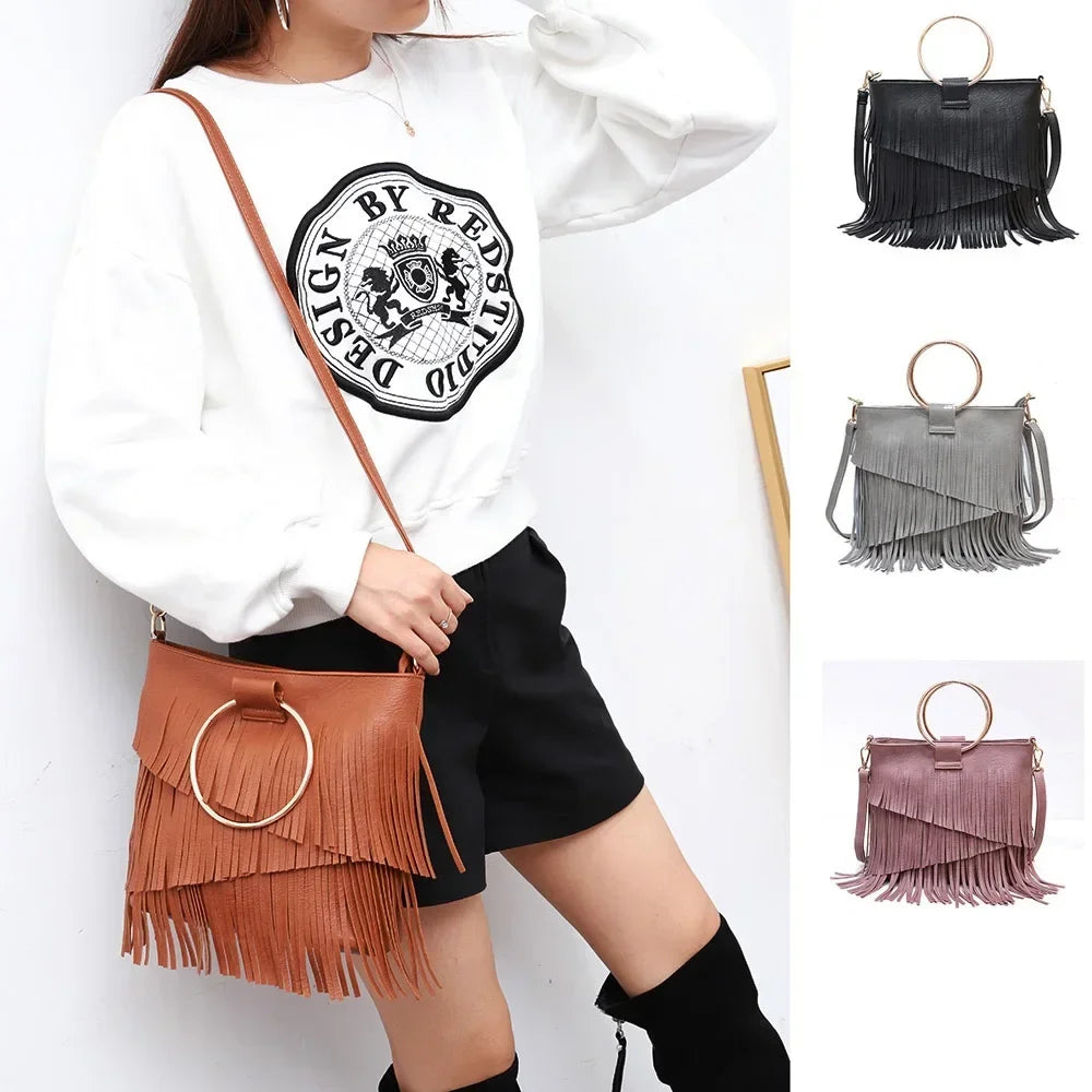 Sac à Franges Bohème : Anse Cercle Dorée Tendance | GoHappy - Sac à main GoHappy