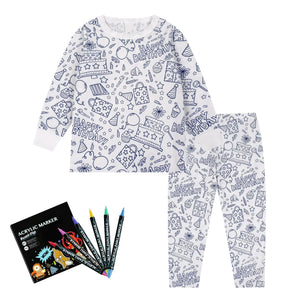 Pyjama Enfant à Colorier Créatif Réutilisable 6 Feutres Inclus - pyjamas coloriage GoHappy