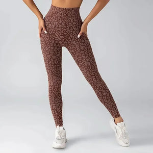 Legging Yoga Femme Taille Haute | Imprimé Léopard Sans Coutures | Gainant & Galbe Fessier - leggings GoHappy
