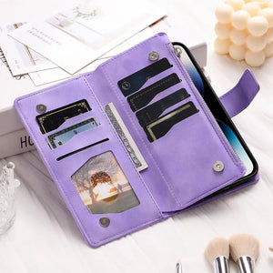Protection iPhone Mandala Zip Portefeuille Cuir Gaufré Porte-Cartes - Coques pour téléphones portables GoHappy