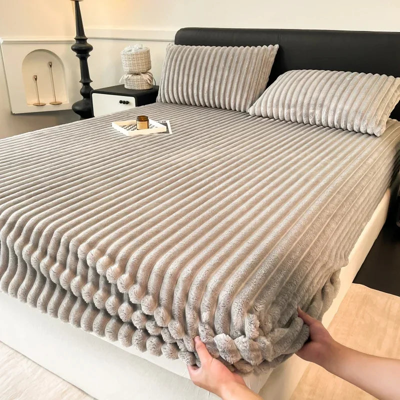 Drap-Housse Hiver Flanelle Épaisse Velours Doux - drap-housse GoHappy