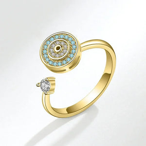 Bagues Spinner Rotatives Fleur Abeille en Cristal Argent Ajustables - bague femme GoHappy