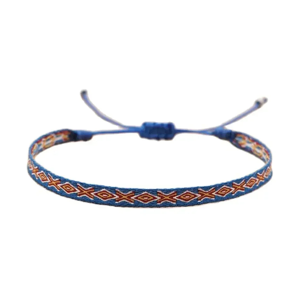 Bracelet Tissé Main Colombie Motifs Ethniques Bohème Amitié - bracelets tissés GoHappy