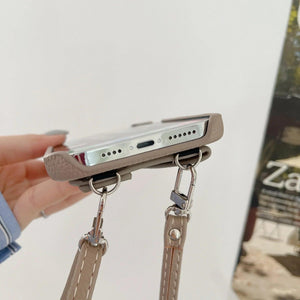 Coque Bandoulière iPhone en Cuir PU avec Porte-cartes et Sangle - coque pour smartphone GoHappy