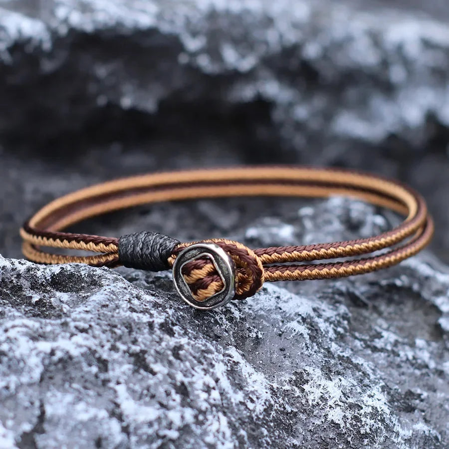 Bracelet homme double corde ethnique fait main Style Vintage