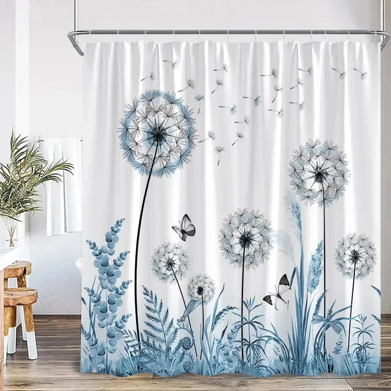Rideau Douche Moderne Floral Polyester 11 Tailles + Crochets - rideau de douche GoHappy